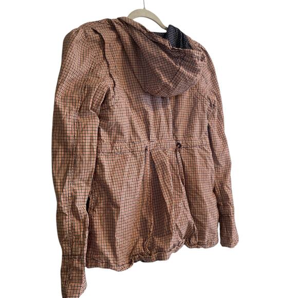 Womens Roxy White Pink Checked Preppy Hooded Full Zip Light Jacket Size Large - Picture 15 of 16